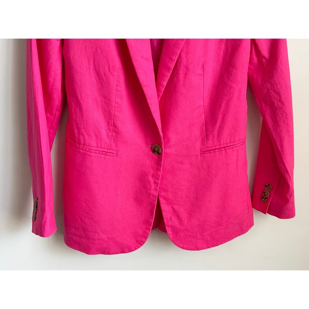 J. Crew Linen-Blend Notch Lapel Single Breasted Blazer Sweet Briar Women's 00 - Picture 5 of 10